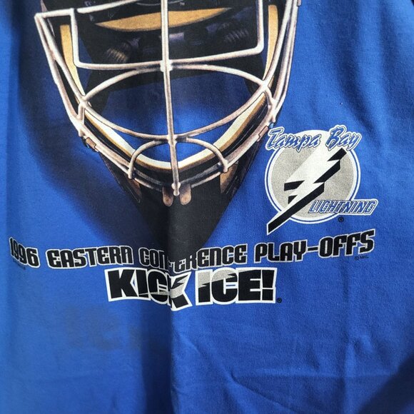 VTG Tampa Bay Lightning NHL Hockey 1996 Playoff Shirt Lee Sport Nutmeg  Mills ME - Picture 6 of 14